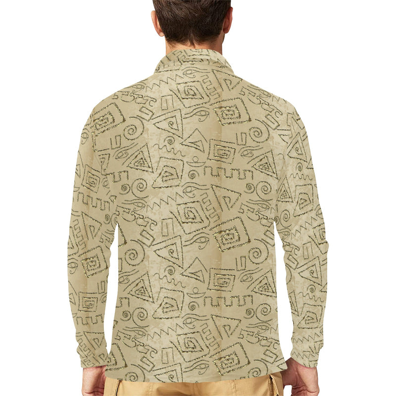 Ancient Greek Print Design LKS3013 Long Sleeve Polo Shirt For Men's