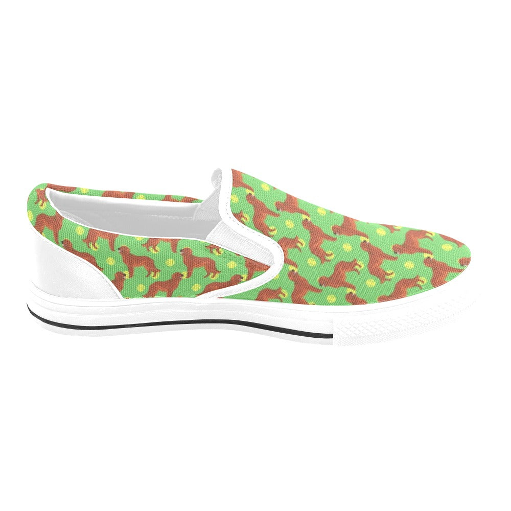Setters Irish Print Design LKS302 White Slip Ons Canvas Women's Shoes