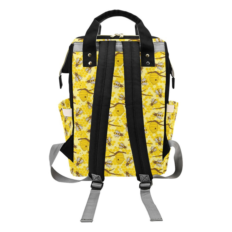 Bee With Honeycomb Print Design LKS302 Diaper Bag Backpack