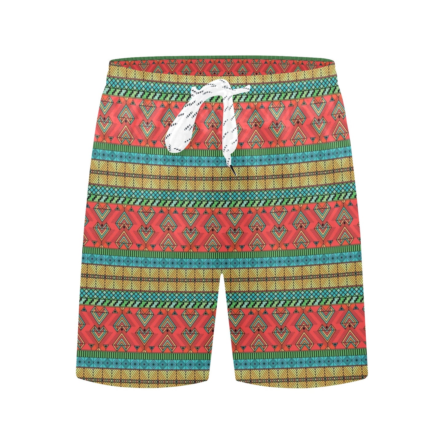 African Colorful Zigzag Print Pattern Men's Swim Trunks Beach Shorts
