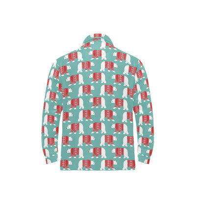 Polar Bear Pattern Print Design A04 Long Sleeve Polo Shirt For Men's