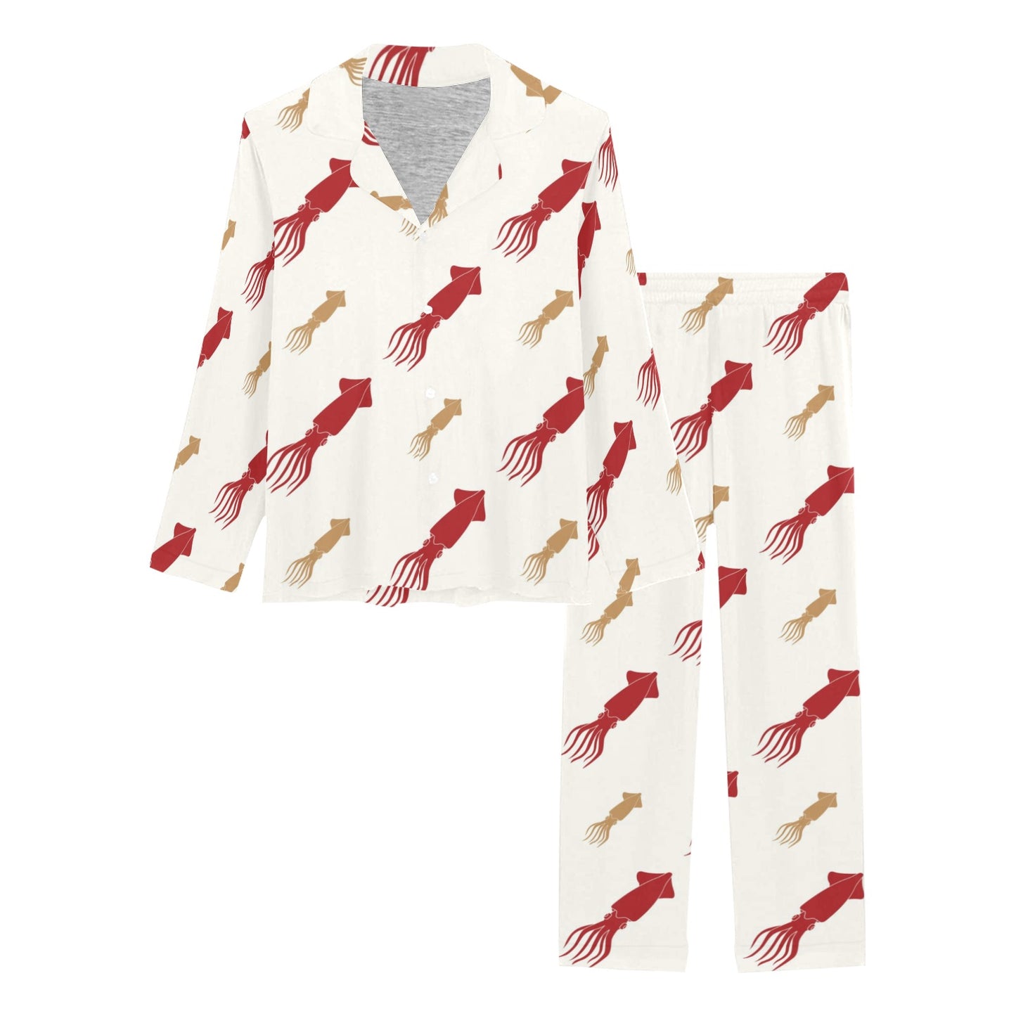 Giant Squid Pattern Print Design 01 Women's Long Pajama Set