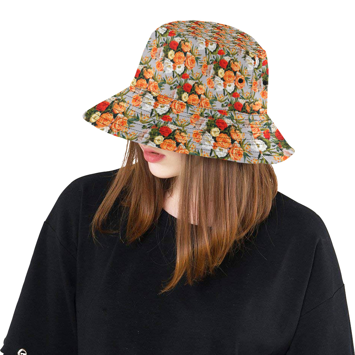 Lisianthus Pattern Print Design LT04 Unisex Bucket Hat