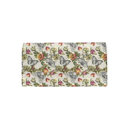 Butterfly Flower Pattern Print Design 06 Women's Trifold Wallet