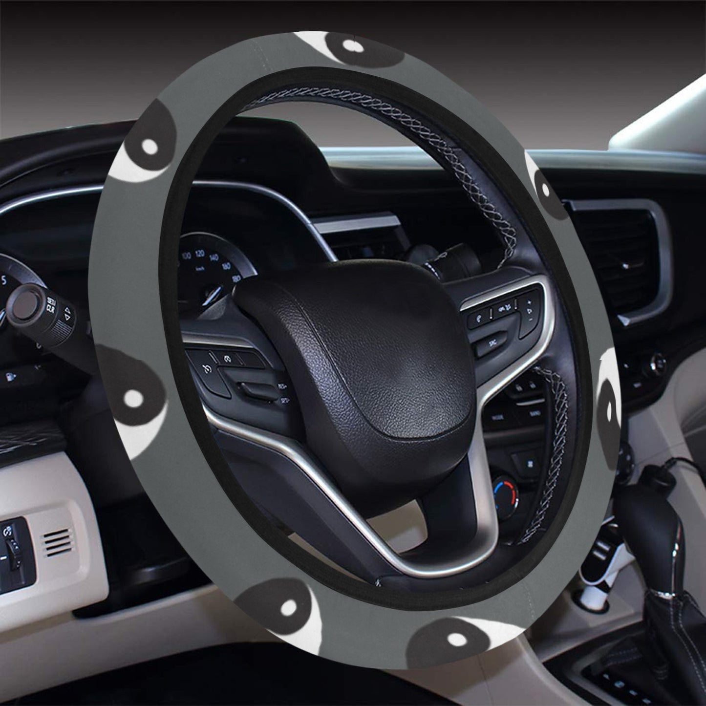 Yin Yang Print Design LKS303 Steering Wheel Cover with Elastic Edge