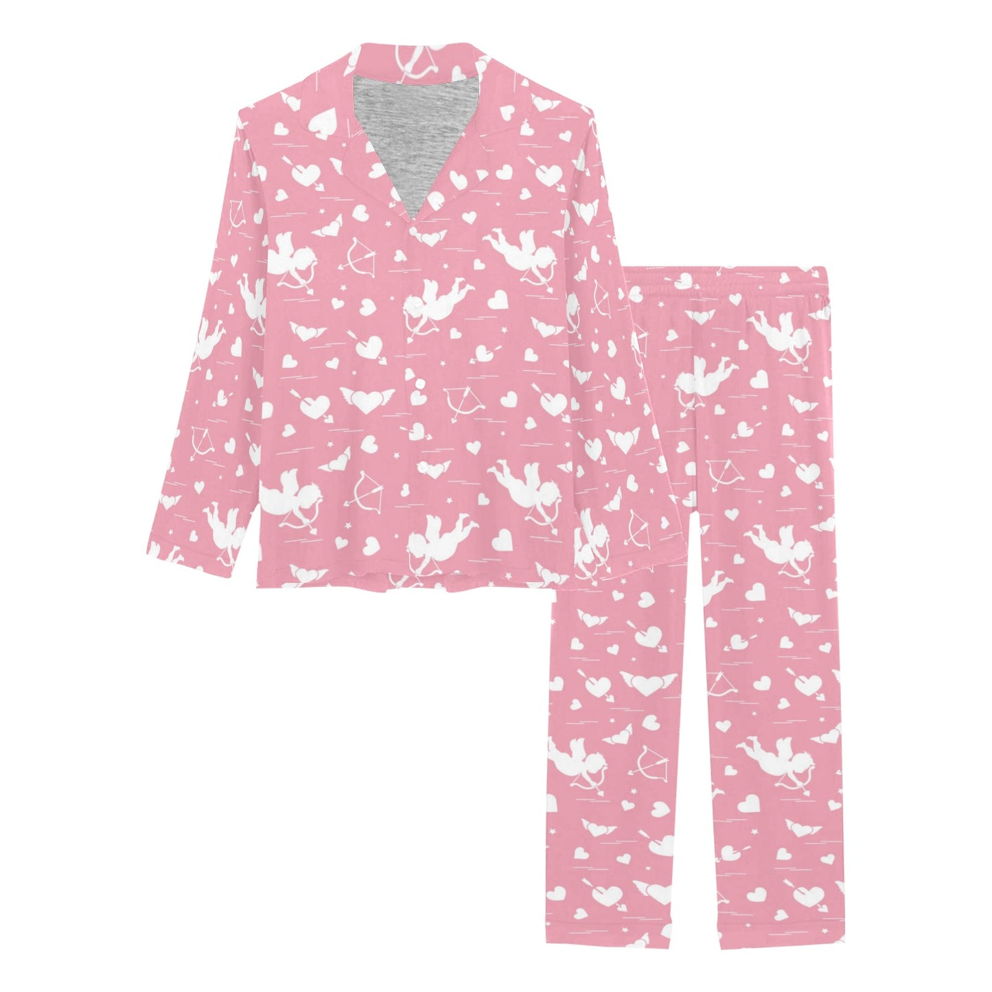 Cupid Pattern Print Design 03 Women's Long Pajama Set