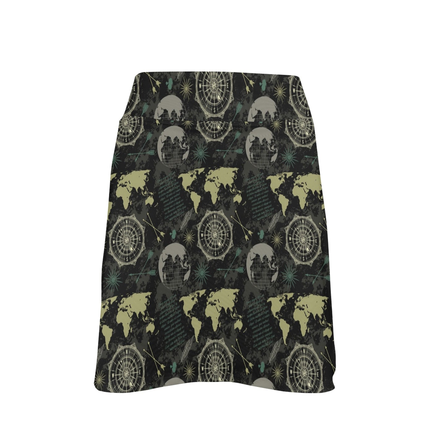 World Map Print Design LKS303 17" Golf & Pickleball Skort with Pockets
