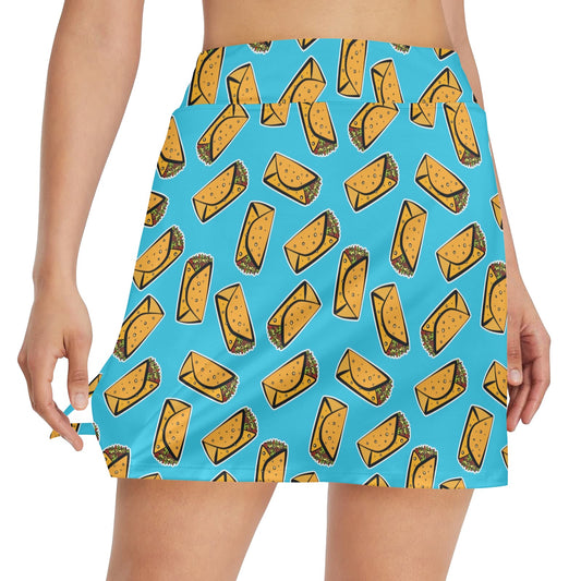 Burrito Print Design LKS301 17" Golf & Pickleball Skort with Pockets
