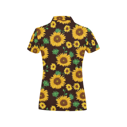 Sunflower Pattern Print Design SF01 Women's Polo Shirt