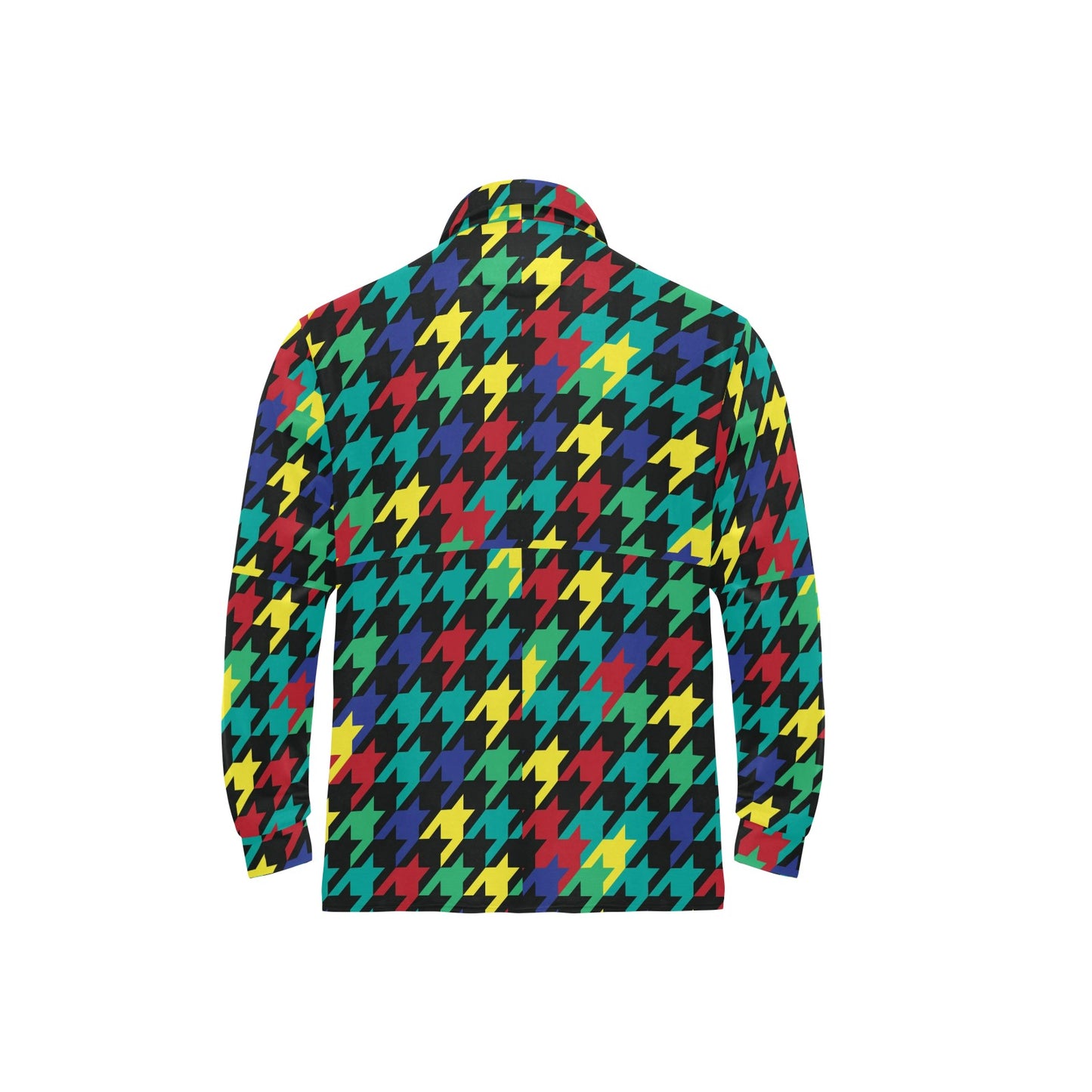 Houndstooth Colorful Pattern Print Design 02 Long Sleeve Polo Shirt For Men's