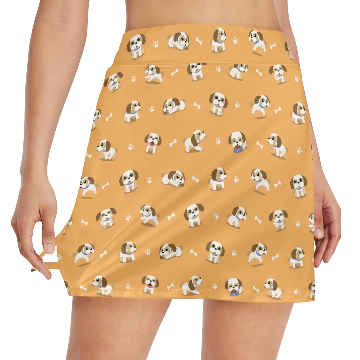 Shih Tzu Print Design LKS304 17" Golf & Pickleball Skort with Pockets