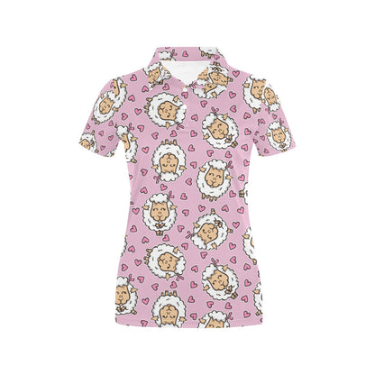 Sheep Cute Pattern Print Design 01 Women's Polo Shirt