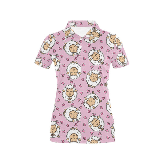 Sheep Cute Pattern Print Design 01 Women's Polo Shirt
