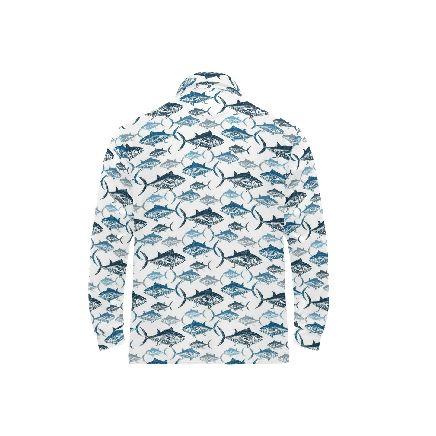 Tuna Fish Print Design LKS303 Long Sleeve Polo Shirt For Men's