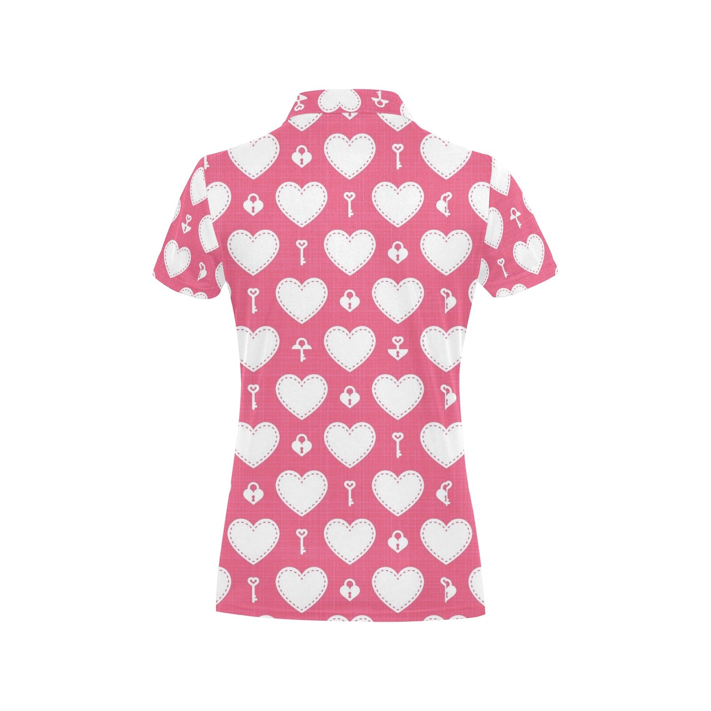 Heart Key Pattern Print Design HE09 Women's Polo Shirt