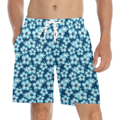 Hibiscus Flower Hawaiian Themed Men's Swim Trunks Beach Shorts