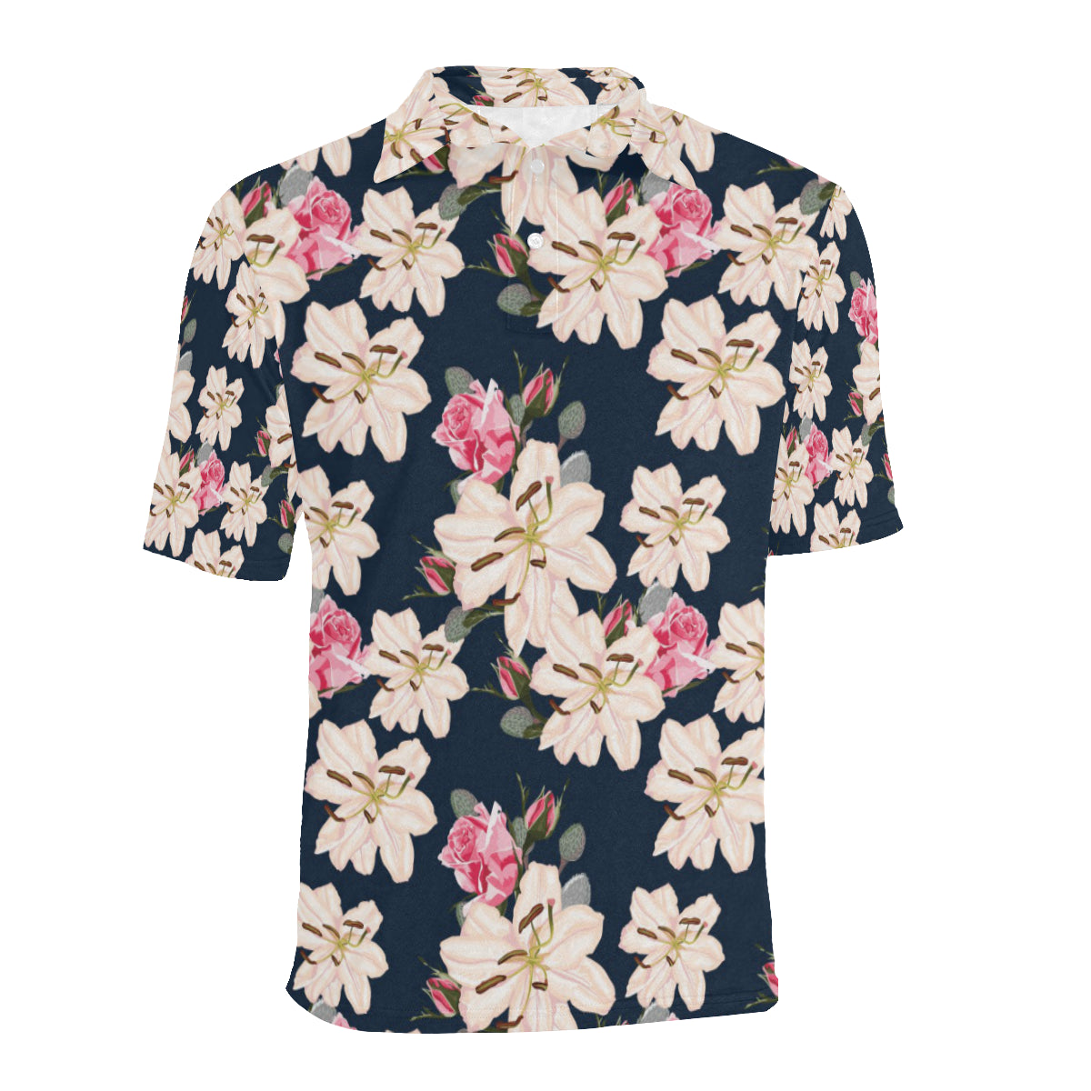 Lily Pattern Print Design LY04 Men Polo Shirt
