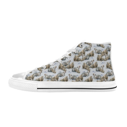 Walrus Print Design LKS401 Men's High Top Canvas Shoes