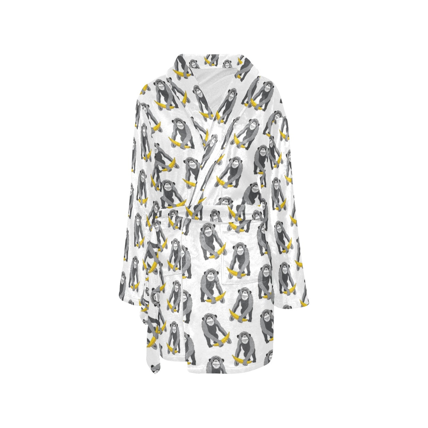Chimpanzee Pattern Print Design 05 Women's Fleece Robe