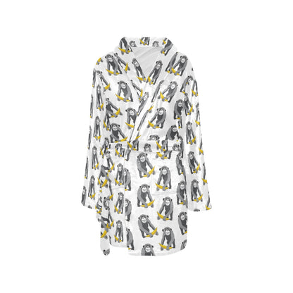 Chimpanzee Pattern Print Design 05 Women's Fleece Robe