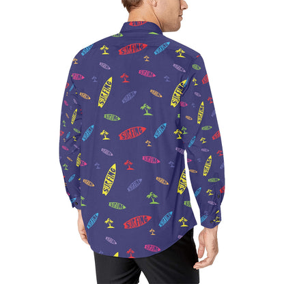 Surfboard Print Design LKS305 Men's Long Sleeve Dress Shirt