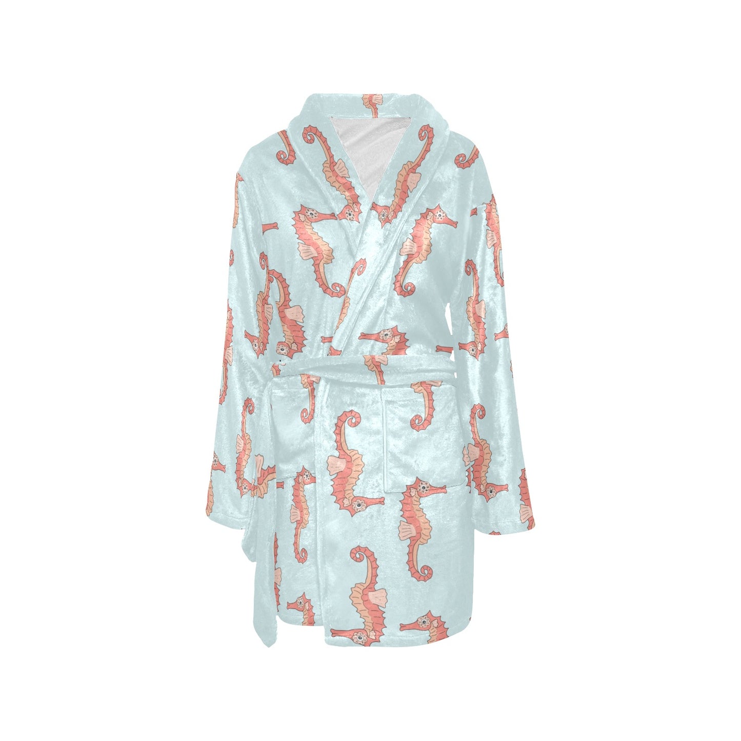 SeaHorse Pattern Print Design 01 Women's Fleece Robe