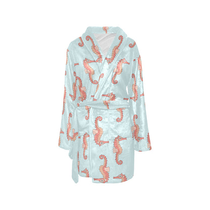 SeaHorse Pattern Print Design 01 Women's Fleece Robe