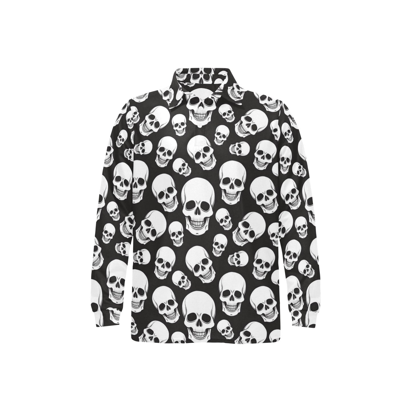 Skull Print Design LKS301 Long Sleeve Polo Shirt For Men's