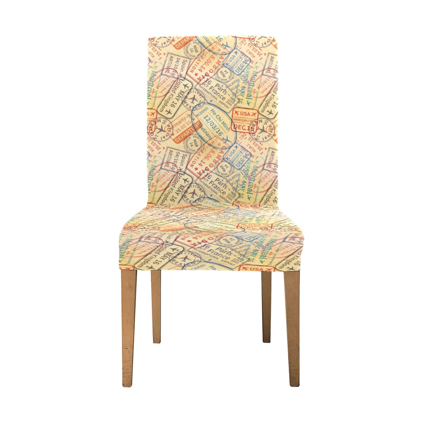 Travel Stamp Print Design LKS302 Dining Chair Slipcover