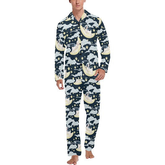 Rabbit Sleeping Pattern Print Design RB08 Men's Long Pajama Set