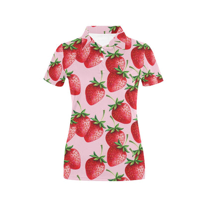 Strawberry Pattern Print Design SB03 Women's Polo Shirt