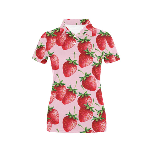 Strawberry Pattern Print Design SB03 Women's Polo Shirt