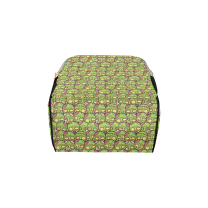 Zombie Head Design Pattern Print Diaper Bag Backpack