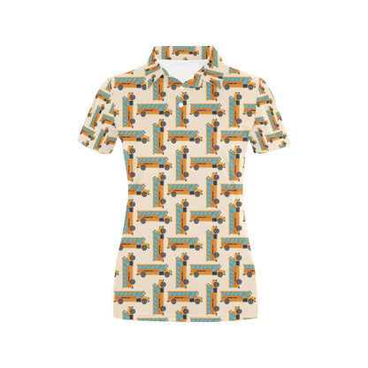 School Bus Print Design LKS305 Women's Polo Shirt