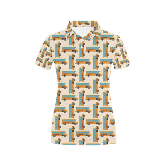 School Bus Print Design LKS305 Women's Polo Shirt