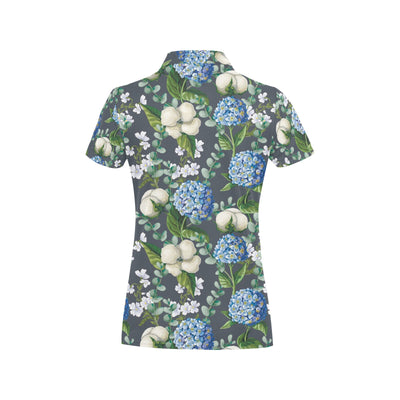 Hydrangea Pattern Print Design 02 Women's Polo Shirt