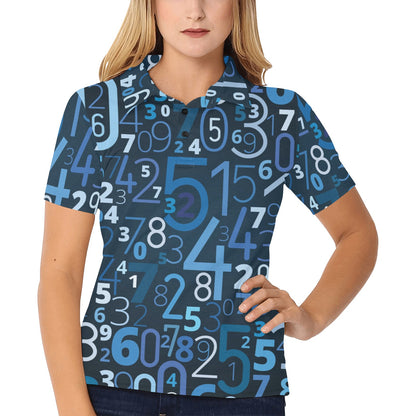 Number Pattern Print Design A02 Women's Polo Shirt
