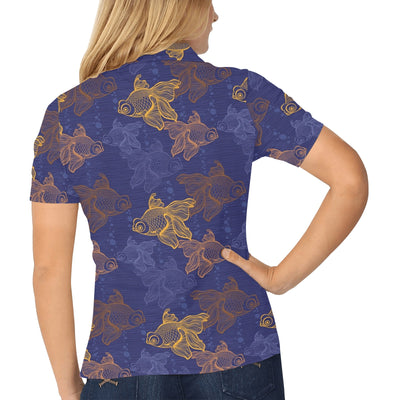 Goldfish Pattern Print Design 01 Women's Polo Shirt