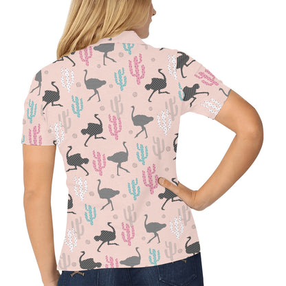 Ostrich Pattern Print Design 03 Women's Polo Shirt