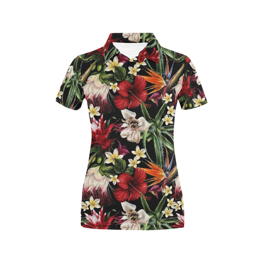 Summer Floral Pattern Print Design SF03 Women's Polo Shirt