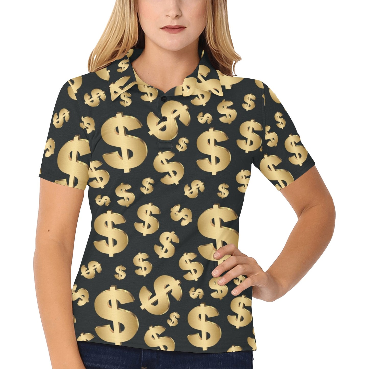 Dollar Pattern Print Design DO04 Women's Polo Shirt