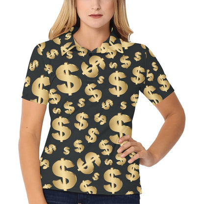 Dollar Pattern Print Design DO04 Women's Polo Shirt