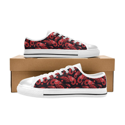 Shrimp Print Design LKS303 Women's White Low Top Shoes