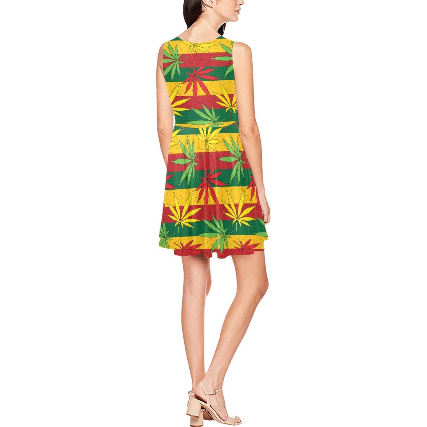 Rasta Pattern Print Design A03 Sleeveless Dress