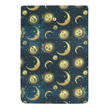 Gold Sun Moon Face Women's Trifold Wallet