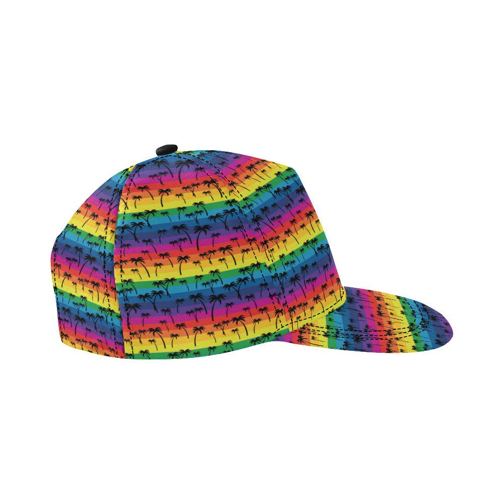 Palm Tree Rainbow Themed Print Snapback Cap