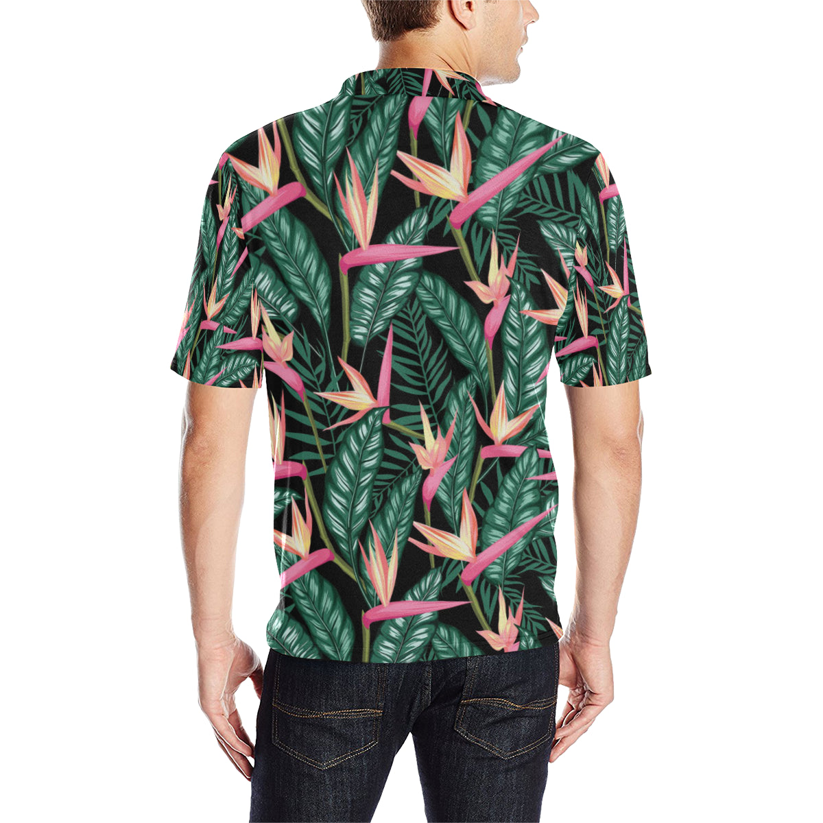Bird Of Paradise Pattern Print Design BOP03 Men Polo Shirt