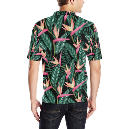 Bird Of Paradise Pattern Print Design BOP03 Men Polo Shirt