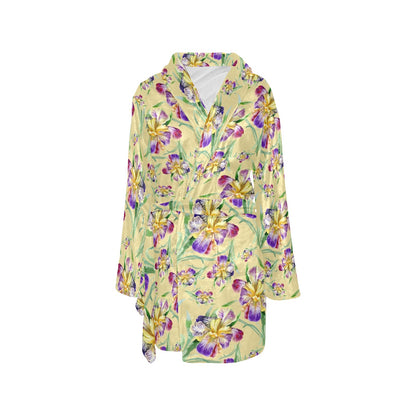 Iris Pattern Print Design IR06 Women's Fleece Robe