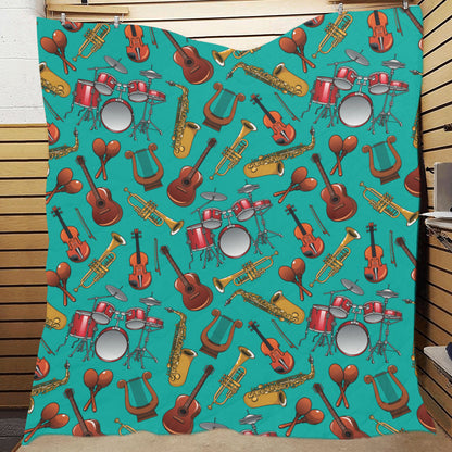 Drum Set Pattern Print Design 01 Premium Quilt